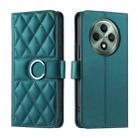 For OPPO Reno12 F 4G Global Ring Buckle Rhombic Leather Phone Case(Green) - 1