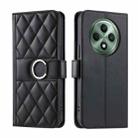 For OPPO Reno12 F 4G Global Ring Buckle Rhombic Leather Phone Case(Black) - 1