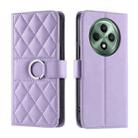 For OPPO Reno12 F 4G Global Ring Buckle Rhombic Leather Phone Case(Purple) - 1
