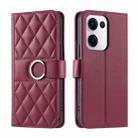 For OPPO Reno13 5G Ring Buckle Rhombic Leather Phone Case(Red) - 1