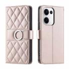 For OPPO Reno13 5G Ring Buckle Rhombic Leather Phone Case(Rose Gold) - 1