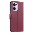 For OPPO Reno13 F 5G Global / 4G India Ring Buckle Rhombic Leather Phone Case(Red) - 3
