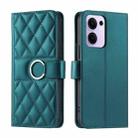 For OPPO Reno13 F 5G Global / 4G India Ring Buckle Rhombic Leather Phone Case(Green) - 1