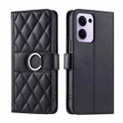 For OPPO Reno13 F 5G Global / 4G India Ring Buckle Rhombic Leather Phone Case(Black) - 1