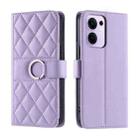 For OPPO Reno13 F 5G Global / 4G India Ring Buckle Rhombic Leather Phone Case(Purple) - 1