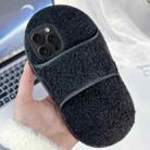 For iPhone 15 Pro Max Creative Plush Slipper Design TPU Phone Case(Black) - 1