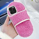 For iPhone 15 Pro Max Creative Plush Slipper Design TPU Phone Case(Rose Red) - 1