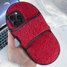 For iPhone 15 Pro Creative Plush Slipper Design TPU Phone Case(Red) - 1