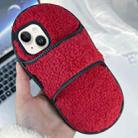 For iPhone 15 Creative Plush Slipper Design TPU Phone Case(Red) - 1