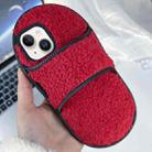 For iPhone 14 / 13 Creative Plush Slipper Design TPU Phone Case(Red) - 1