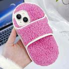 For iPhone 14 / 13 Creative Plush Slipper Design TPU Phone Case(Rose Red) - 1