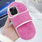 For iPhone 14 Pro Creative Plush Slipper Design TPU Phone Case(Rose Red) - 1