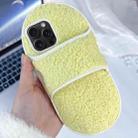 For iPhone 14 Pro Creative Plush Slipper Design TPU Phone Case(Light Yellow) - 1