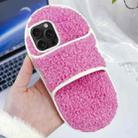 For iPhone 13 Pro Max Creative Plush Slipper Design TPU Phone Case(Rose Red) - 1