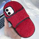 For iPhone 11 Creative Plush Slipper Design TPU Phone Case(Red) - 1