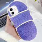 For iPhone 11 Creative Plush Slipper Design TPU Phone Case(Light Purple) - 1