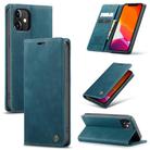 For iPhone 12 / 12 Pro CaseMe-013 Multifunctional Retro Frosted Horizontal Flip Leather Case with Card Slot & Holder & Wallet(Blue) - 1