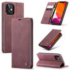 For iPhone 12 / 12 Pro CaseMe-013 Multifunctional Retro Frosted Horizontal Flip Leather Case with Card Slot & Holder & Wallet(Wine Red) - 1