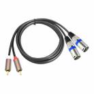 2 RCA Male to 2 XLR 3pin Male Audio Cable, Length:3m(Black Silver) - 1