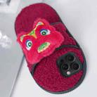 For iPhone 15 Pro Max Creative Plush Doll Slipper Design TPU Phone Case(Red Dragon) - 1