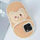 For iPhone 15 Pro Max Creative Plush Doll Slipper Design TPU Phone Case(Grizzly Bear) - 1