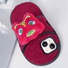 For iPhone 15 Creative Plush Doll Slipper Design TPU Phone Case(Red Dragon) - 1