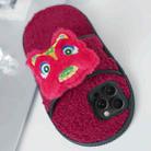 For iPhone 14 Pro Creative Plush Doll Slipper Design TPU Phone Case(Red Dragon) - 1