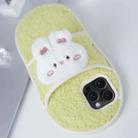 For iPhone 14 Pro Creative Plush Doll Slipper Design TPU Phone Case(White Rabbit) - 1