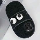 For iPhone 14 Pro Creative Plush Big Eyes Slipper Design TPU Phone Case(Black) - 1