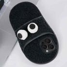 For iPhone 13 Pro Max Creative Plush Big Eyes Slipper Design TPU Phone Case(Black) - 1