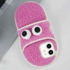 For iPhone 12 / 12 Pro Creative Plush Big Eyes Slipper Design TPU Phone Case(Rose Red) - 1