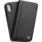 For iPhone X / XS QIALINO 2 in 1 Cross Texture Top-grain Leather  + PC + TPU Horizontal Flip Leather Case with Holder & Card Slots(Black) - 2