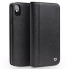 For iPhone XS Max QIALINO 2 in 1 Cross Texture Top-grain Leather  + PC + TPU Horizontal Flip Leather Case with Holder & Card Slots(Black) - 2