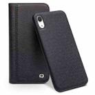 For iPhone XR QIALINO 2 in 1 Cross Texture Top-grain Leather  + PC + TPU Horizontal Flip Leather Case with Holder & Card Slots(Black) - 1