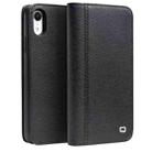 For iPhone XR QIALINO 2 in 1 Cross Texture Top-grain Leather  + PC + TPU Horizontal Flip Leather Case with Holder & Card Slots(Black) - 2