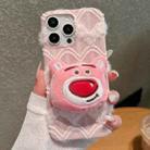 For iPhone 16 Pro Max Doll Plush PU Hybrid PC Phone Case(Pink) - 1