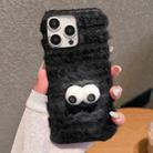 For iPhone 16 Pro Max Doll Plush PU Hybrid PC Phone Case(Black) - 1