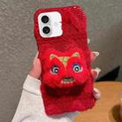 For iPhone 16 Plus Doll Plush PU Hybrid PC Phone Case(Red) - 1