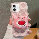 For iPhone 16 Plus Doll Plush PU Hybrid PC Phone Case(Pink) - 1