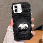 For iPhone 16 Plus Doll Plush PU Hybrid PC Phone Case(Black) - 1