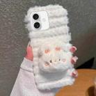 For iPhone 16 Doll Plush PU Hybrid PC Phone Case(White) - 1