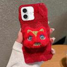 For iPhone 16 Doll Plush PU Hybrid PC Phone Case(Red) - 1