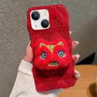 For iPhone 15 Plus Doll Plush PU Hybrid PC Phone Case(Red) - 1