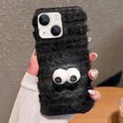 For iPhone 15 Plus Doll Plush PU Hybrid PC Phone Case(Black) - 1