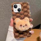 For iPhone 15 Plus Doll Plush PU Hybrid PC Phone Case(Brown) - 1