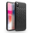 For iPhone XS QIALINO Shockproof Weave Cowhide Leather Protective Case(Black) - 1