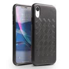 For iPhone XR QIALINO Shockproof Weave Cowhide Leather Protective Case(Black) - 1