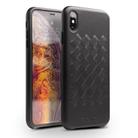 For iPhone XS Max QIALINO Shockproof Weave Cowhide Leather Protective Case(Black) - 1