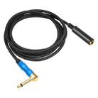 6.35mm 1/4 TRS Male Mono Elbow to Female Electric Guitar Audio Cable, Length:1.8m(Black Blue) - 2