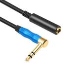 6.35mm 1/4 TRS Male Stereo Elbow to Female Electric Guitar Audio Cable, Length:0.3m(Black Blue) - 1